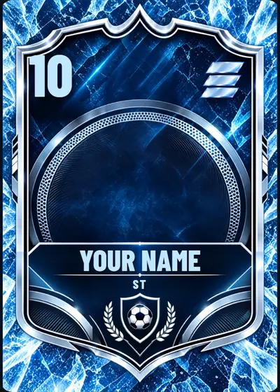 Glacier Edition personalised football card design with space for their photo, name and number
