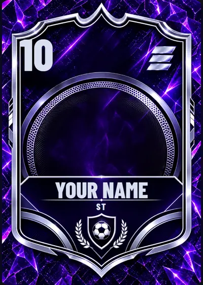 Royal Edition personalised football card design with space for their photo, name and number